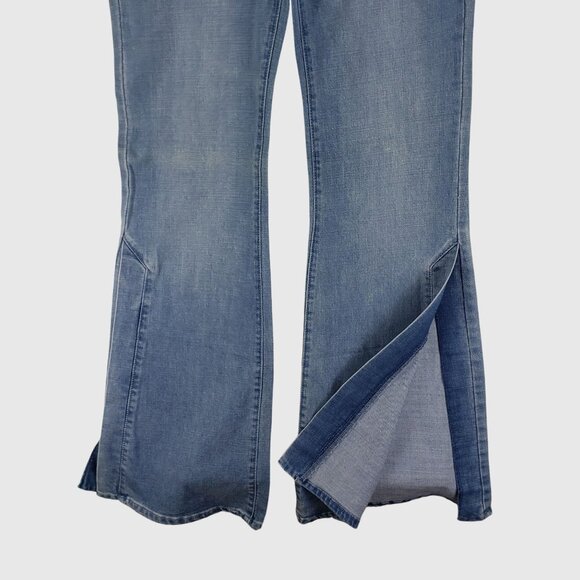 Forever 21 Denim Jeans Slitted Bell Bottoms Long High Waist Size 31 - Picture 3 of 11